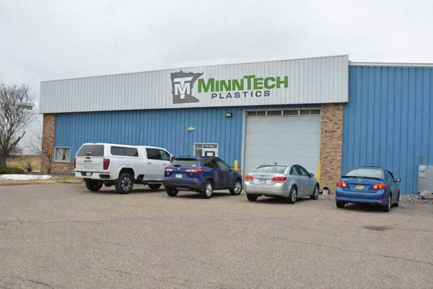 MinnTech Plastics building exterior with company signage in Rogers, Minnesota